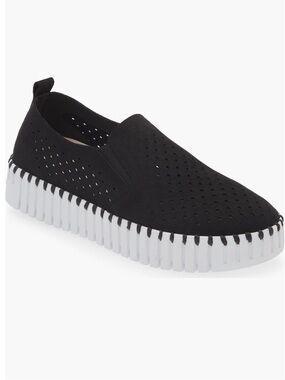 Ilse Jacobsen Black HORNBAEK Tulip Flat Slip-On Low Top Perforated Shoe
